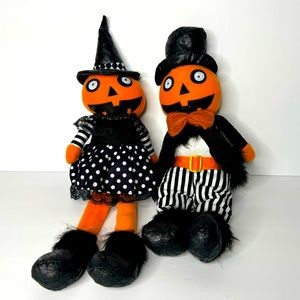 Halloween Pumpkin Plush Doll Set - Mr and Mrs‎ Pumpkin - Fall Decor